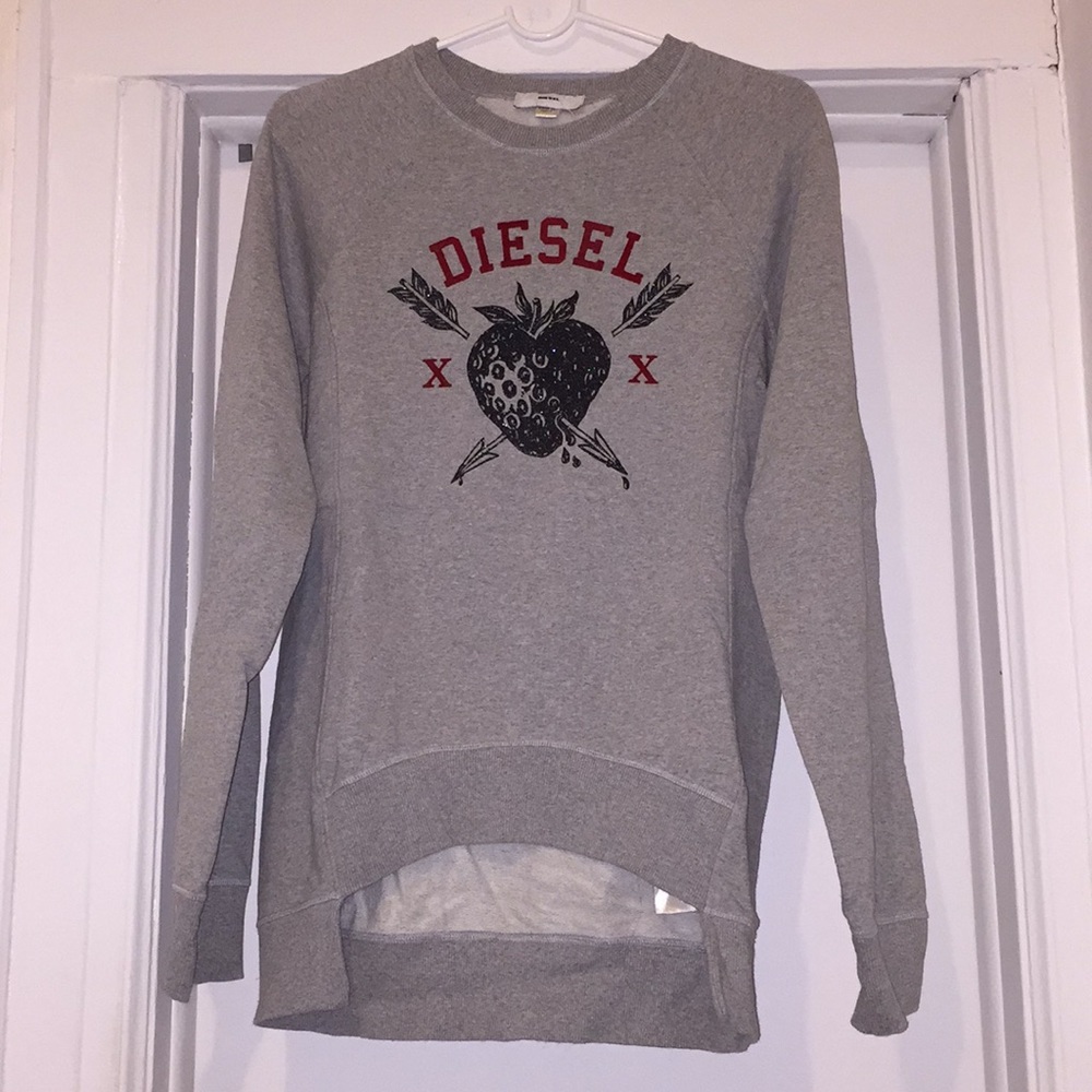 Women’s Gray Diesel Logo Sweatshirt, Size Small